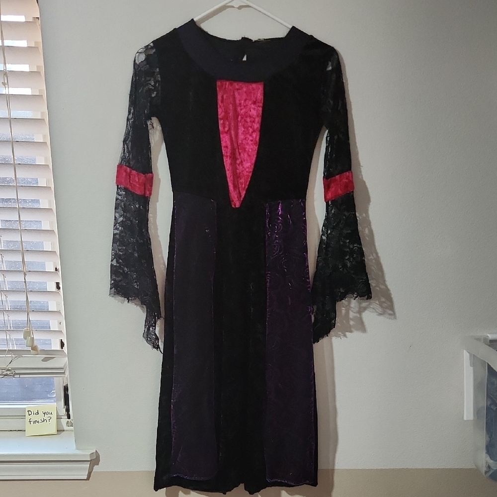 Kids Witch Halloween Black Lace  Dress Size M (8)